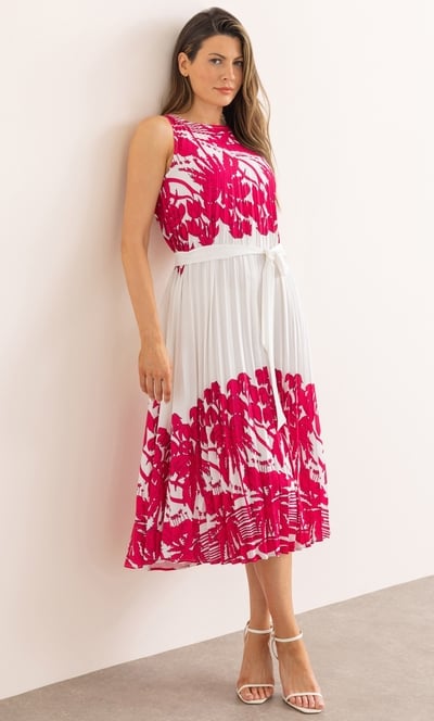 Pleated Border Printed Dress