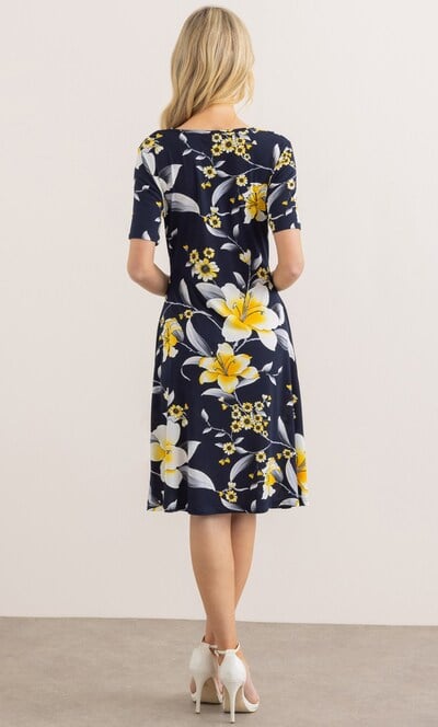 Textured Floral Print Jersey Twist Dress