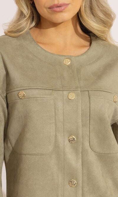 Suedette Collarless Jacket