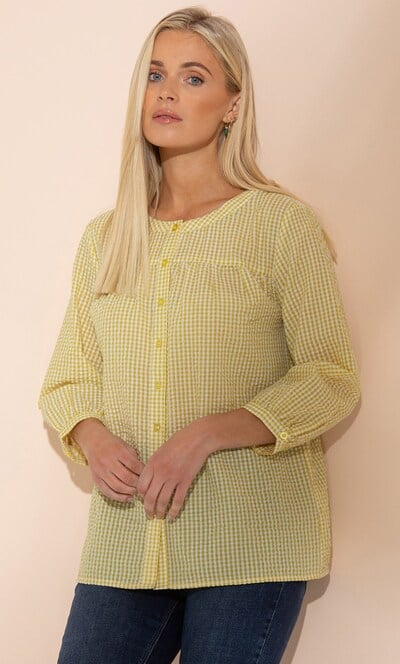 Seersucker Checked Blouse