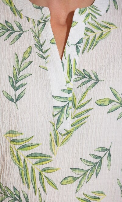 Leaf Printed Seersucker Top