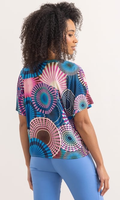 Circle Print Tie Front Top