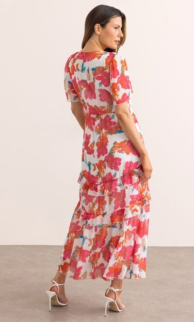 Floral Print Short Sleeve Maxi Dress