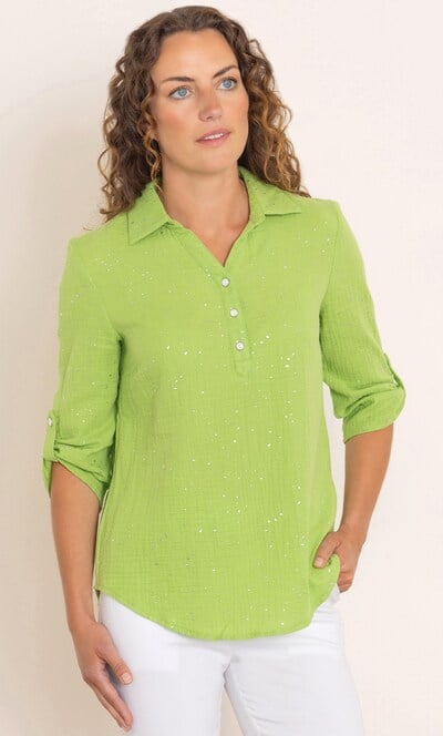 Anna Rose Shimmer Splash Textured Cotton Top