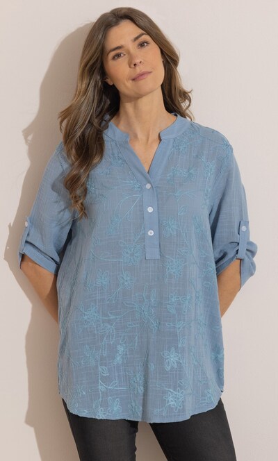 Floral Embroidered Cotton Tunic Top