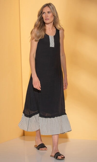 Sleeveless Stripe Trim Midaxi Dress