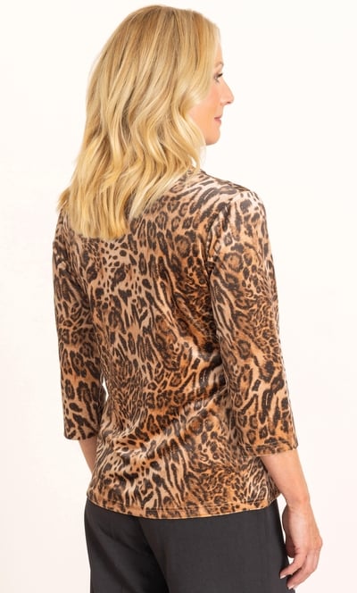 Anna Rose Shimmer Animal Print Velour Top