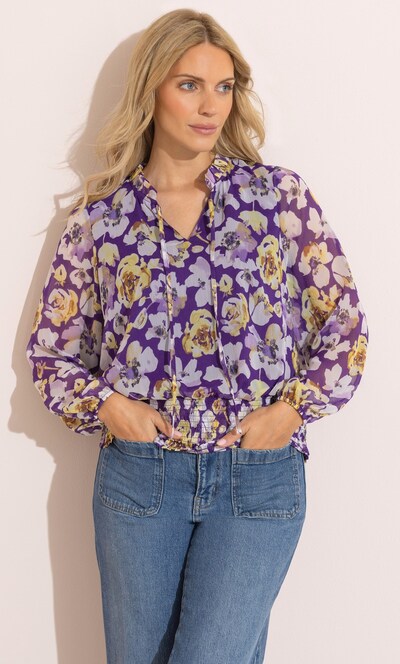 Printed Smocked Hem Top