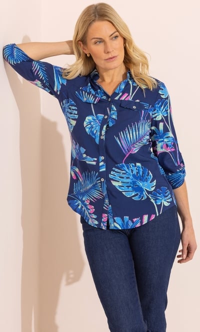 Anna Rose Leaf Print Blouse