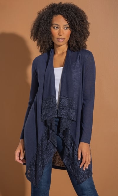 Lace Trim Knitted Cardigan