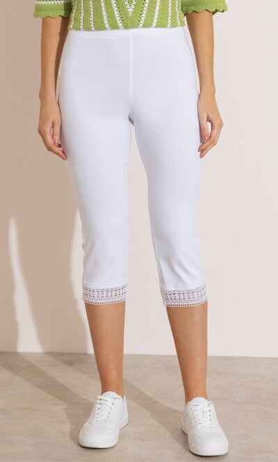 Lace Trim Pull On Capri Trousers