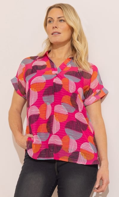 Anna Rose Printed Shimmer Top