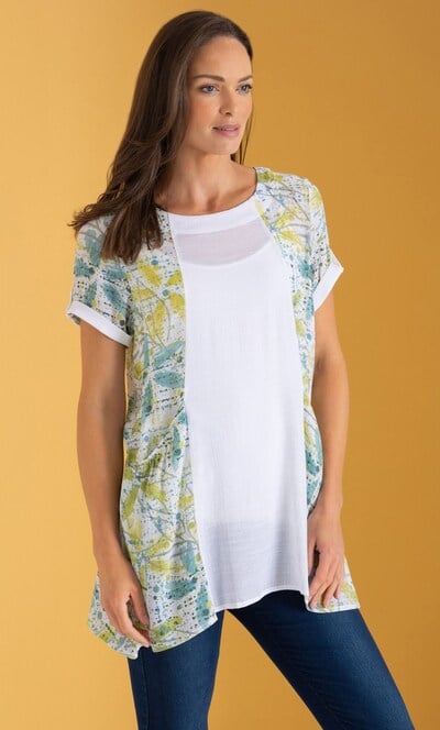 Splatter Print And Plain Tunic Top