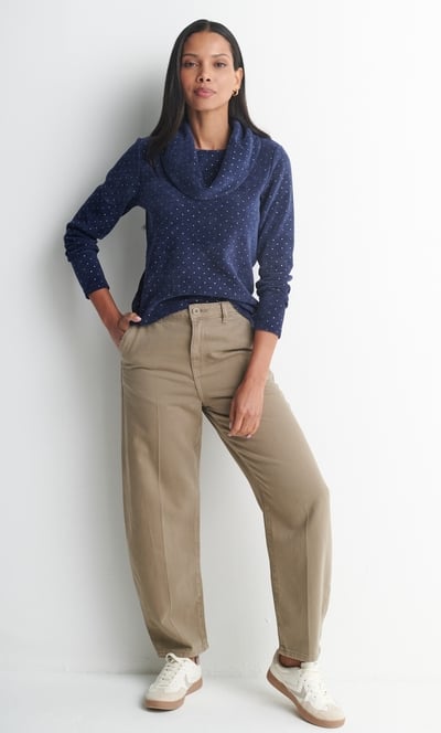Anna Rose Embellished Cowl Neck Chenille Jumper