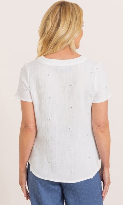 Anna Rose Floral Embroidered Textured Cotton Top