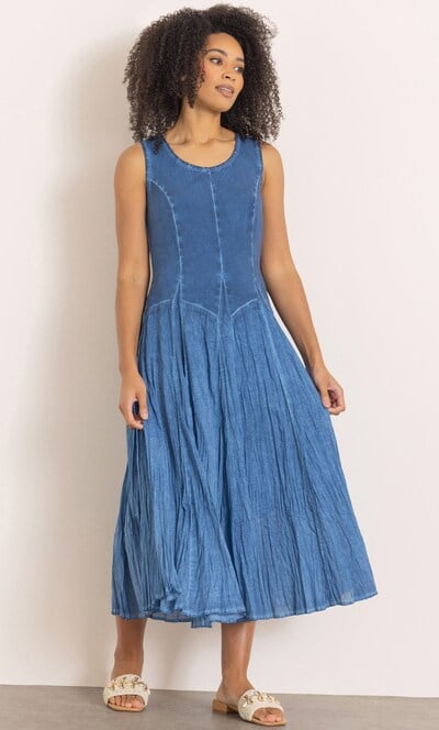 Sleeveless Cotton Blend Parachute Dress