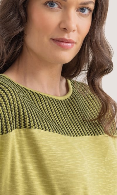 Crochet Knit Panel Jersey Top