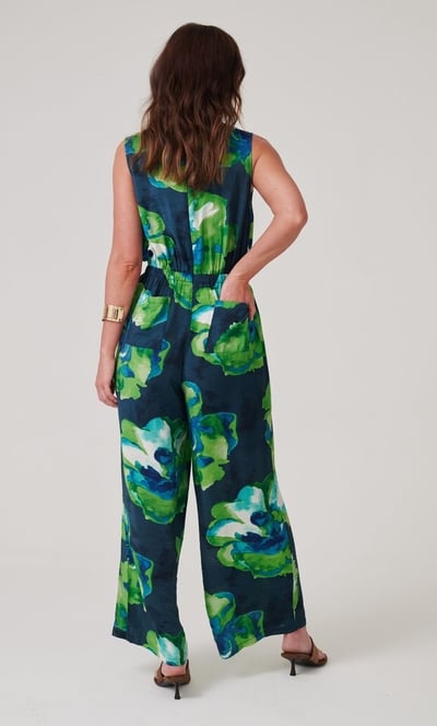 Printed Wide Leg Sleeveless Jumpsuit