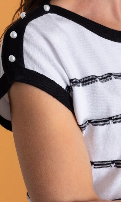 Stripe Knitted Short Sleeve Top