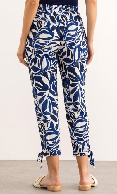 Printed Tie Hem Crop Trousers