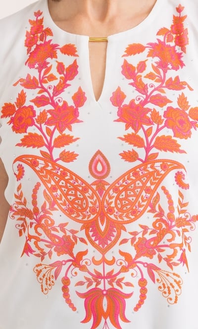 Anna Rose Embellished Placement Print Top
