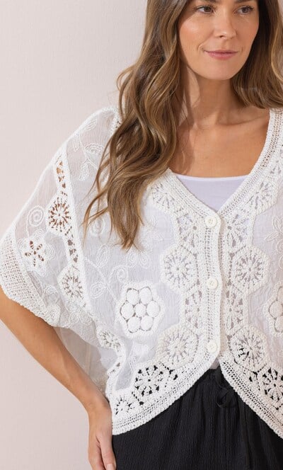 Floral Crochet Embroidered Cover Up