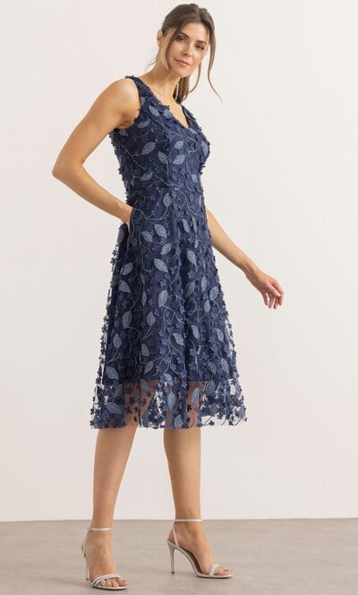 Vintage 1950s Blue Floral Applique Dress by Toni Todd NWT | MEDIUM