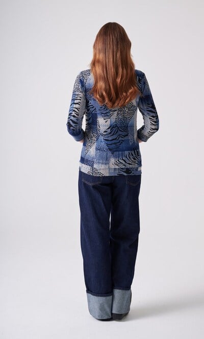 Anna Rose Abstract Print Cowl Neck Jumper