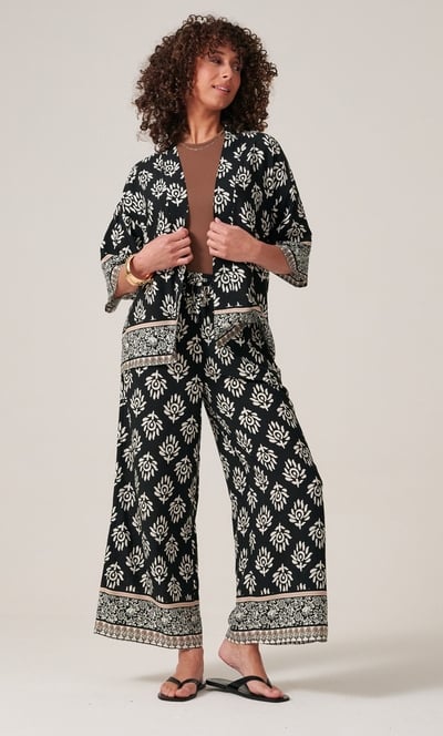 Printed Wide Leg Trousers