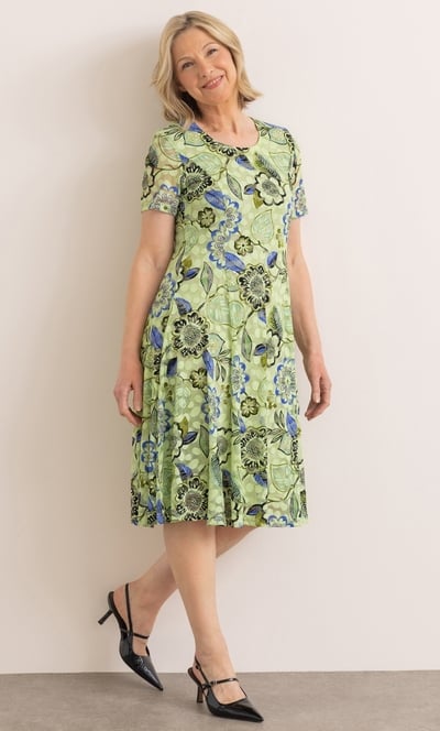 Anna Rose Floral Print Panelled Lace Dress