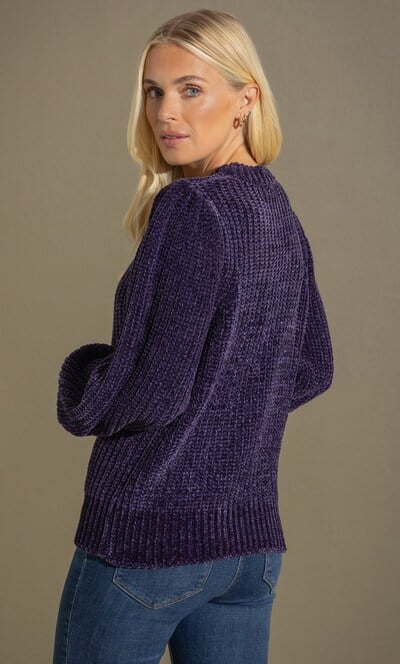 Blouson Sleeve Chenille Knitted Top