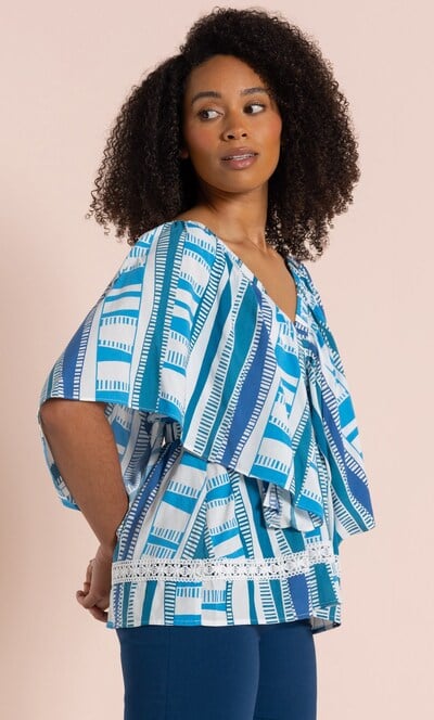 Printed V Neck Top