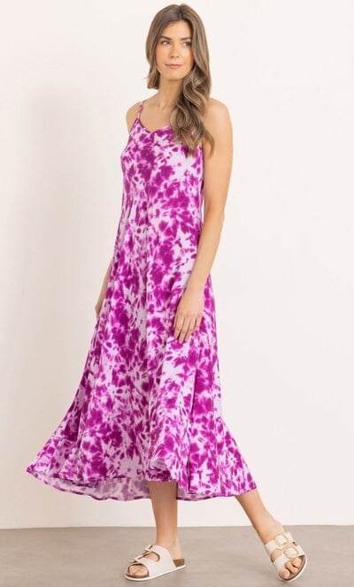 Bias Cut Tie Dye Strappy Maxi Dress