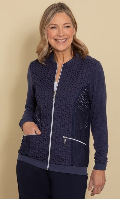 Anna Rose Broderie Anglaise And Knit Jacket