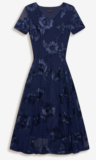 Anna Rose Cornelli Mesh Fit & Flare Midi Dress