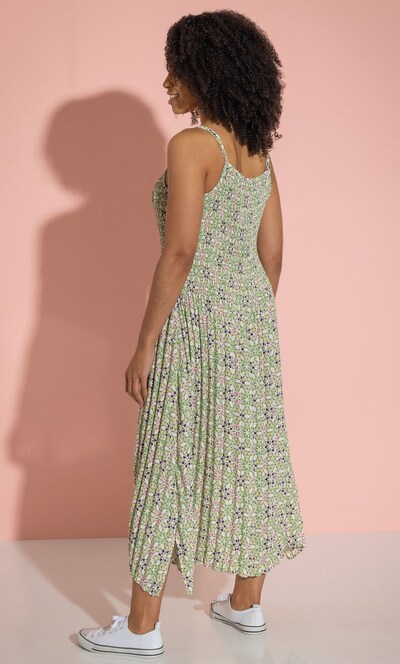Floral Print Pleated Maxi Dress