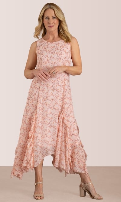 Anna Rose Dip Hem Printed Midi Dress