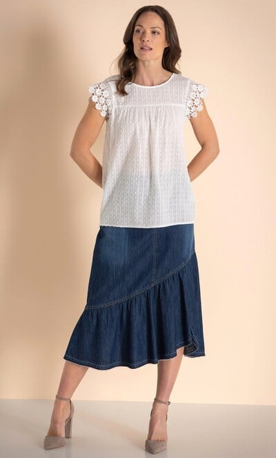 Lace Trim Dobby Cotton Top