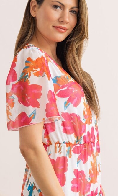Floral Print Short Sleeve Maxi Dress