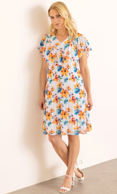 Floral Print Pleated Dress