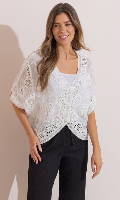 Floral Crochet Embroidered Cover Up