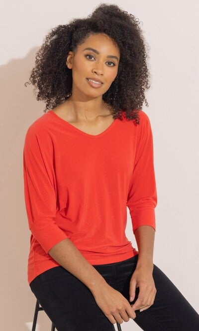 Foil Spot Batwing Top