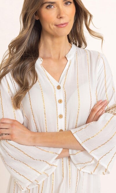 Lurex Striped Boho Tunic Dress
