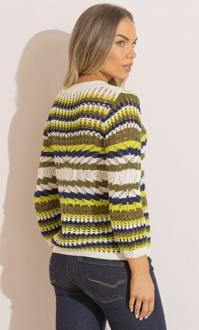 Stripe Crochet Knitted Jumper