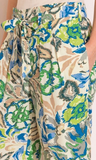 Floral Printed Wide Leg Cropped Trousers