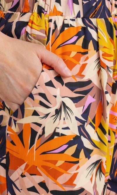 Printed Tie Hem Crop Trousers