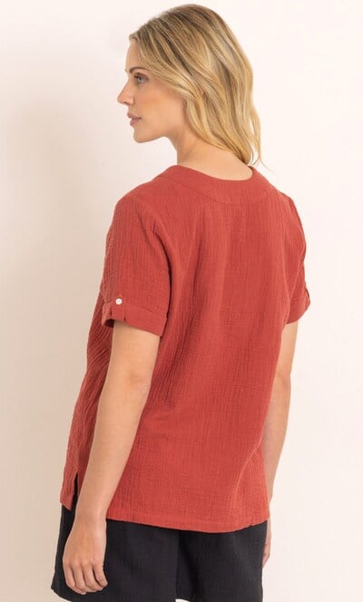 Short Sleeve Cotton V Neck Top