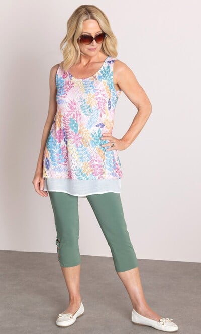 Anna Rose Printed Lace Layered Top