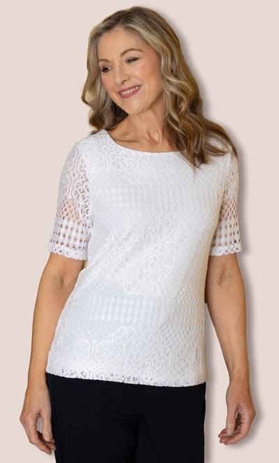 Anna Rose Short Sleeve Lace Top