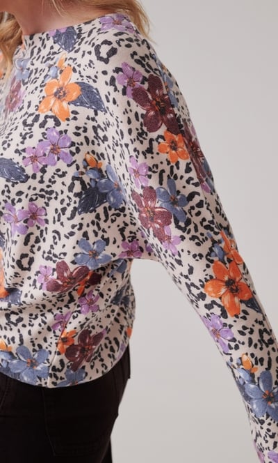 Floral Print Batwing Jumper
